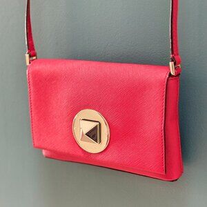 KATE SPADE Newbury Lane Sally Bright Red Saffiano Leather Gold Turnlock